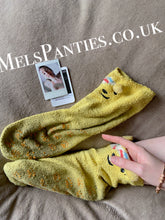 Load image into Gallery viewer, Fluffy yellow used slipper socks