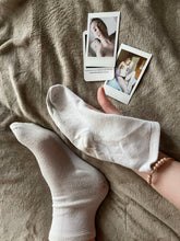 Load image into Gallery viewer, well worn used mid low calf socks women's girls melspanties by MelKimBrown - worn panty seller - used panties Mel Kim Brown MelKim Brown Mel KimBrown Mel Brown