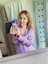 Load image into Gallery viewer, Melissa in a bathroom mirror in satin pink shirt by MelKimBrown - worn panty seller - used panties Mel Kim Brown MelKim Brown Mel KimBrown Mel Brown

